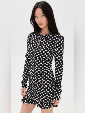 Essentiel Antwerp Jast Ruched Polkadot Mini Dress FR34